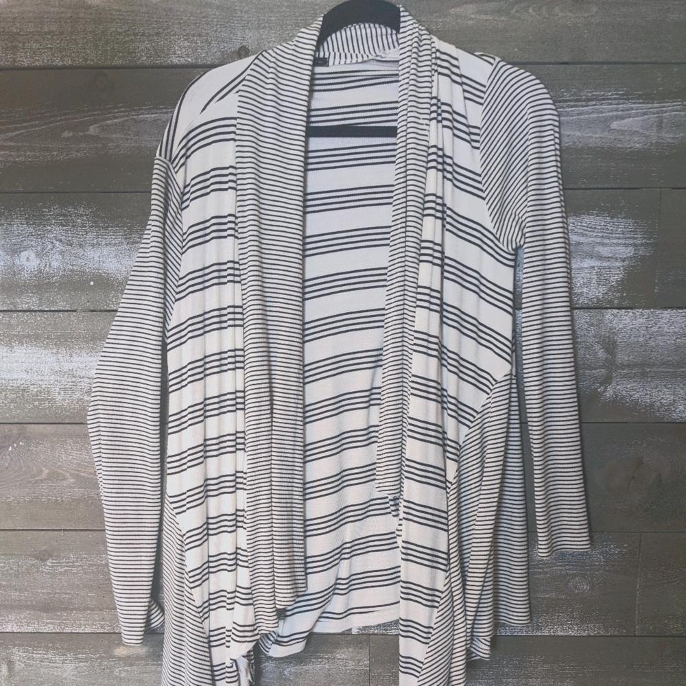 Staccato Open Front Black & White Soft  Cardigan